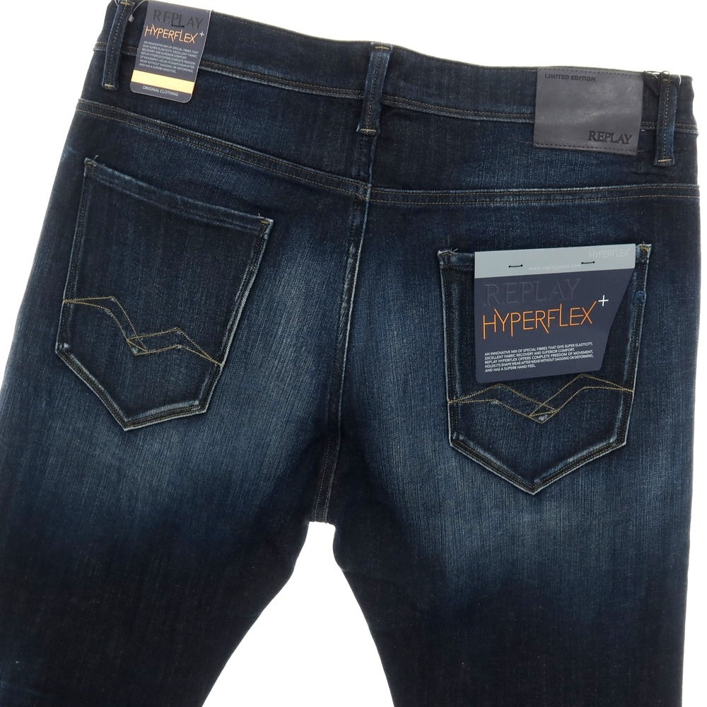 【新品】リプレイ REPLAY HYPERFLEX ストレッチ コットンポリエステル デニムパンツ ジーンズ ネイビー【サイズ34】【 状態ランクN 】【 メンズ 】