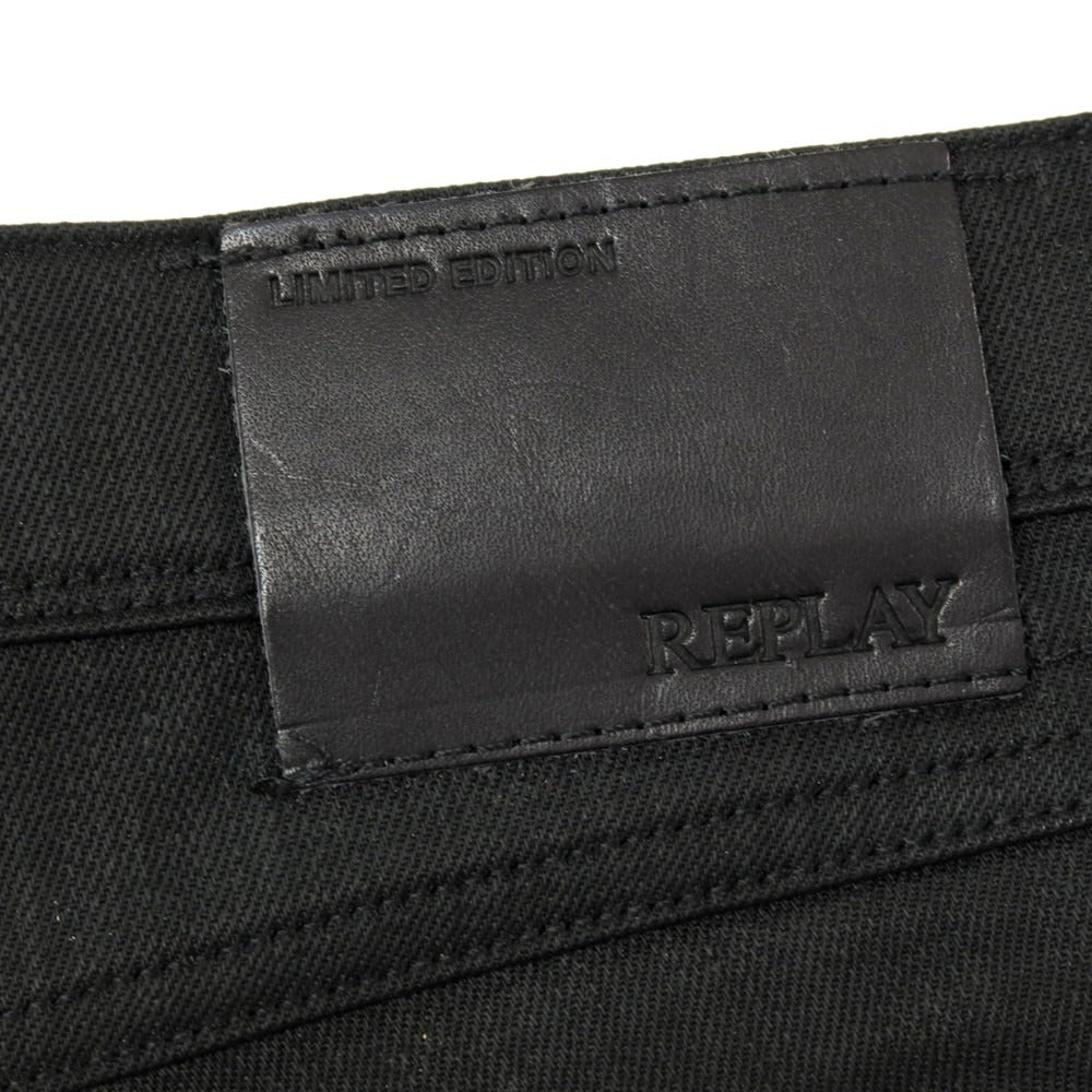 【SALE50%OFF/返品不可】【新品アウトレット】リプレイ REPLAY ANBASS コーティング加工 コットンポリウレタン デニムパンツ ブラック【 サイズ34 】【 状態ランクN- 】【 メンズ 】