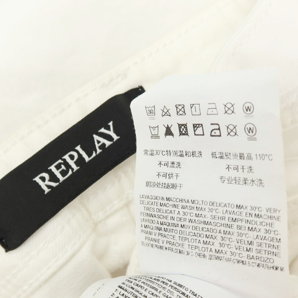 【SALE50%OFF/返品不可】【新品アウトレット】リプレイ REPLAY JOHNFRUS クラッシュ&リペア加工 コットンポリウレタン デニムパンツ ホワイト【 サイズ27 】【 状態ランクN- 】【 メンズ 】