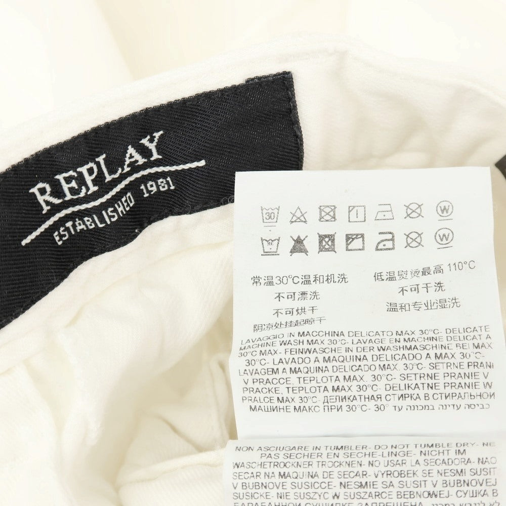 【SALE30%OFF/返品不可】【新品】リプレイ REPLAY クラッシュ&リペア加工 ストレッチ コットン カジュアルスラックスパンツ ホワイト【 サイズ36 】【 状態ランクN 】【 メンズ 】