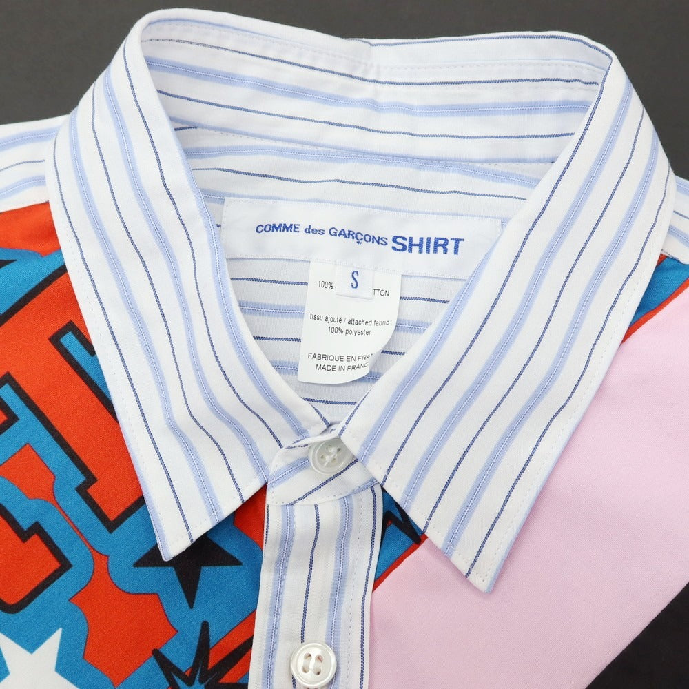 【中古】コムデギャルソンシャツ COMME des GARCONS SHIRT 2025年秋冬 Football Scarf Shirt ストライプ ロングシャツ ホワイトxブルー【サイズS】【 状態ランクA 】【 メンズ 】