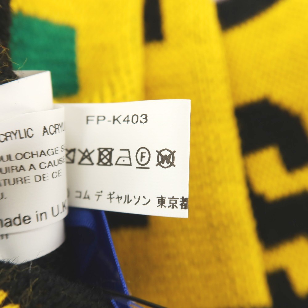 【中古】コムデギャルソンシャツ COMME des GARCONS SHIRT 2025年秋冬 アクリル ニット ジャカード フットボール マフラー イエローxマルチカラー【 状態ランクA 】【 メンズ 】