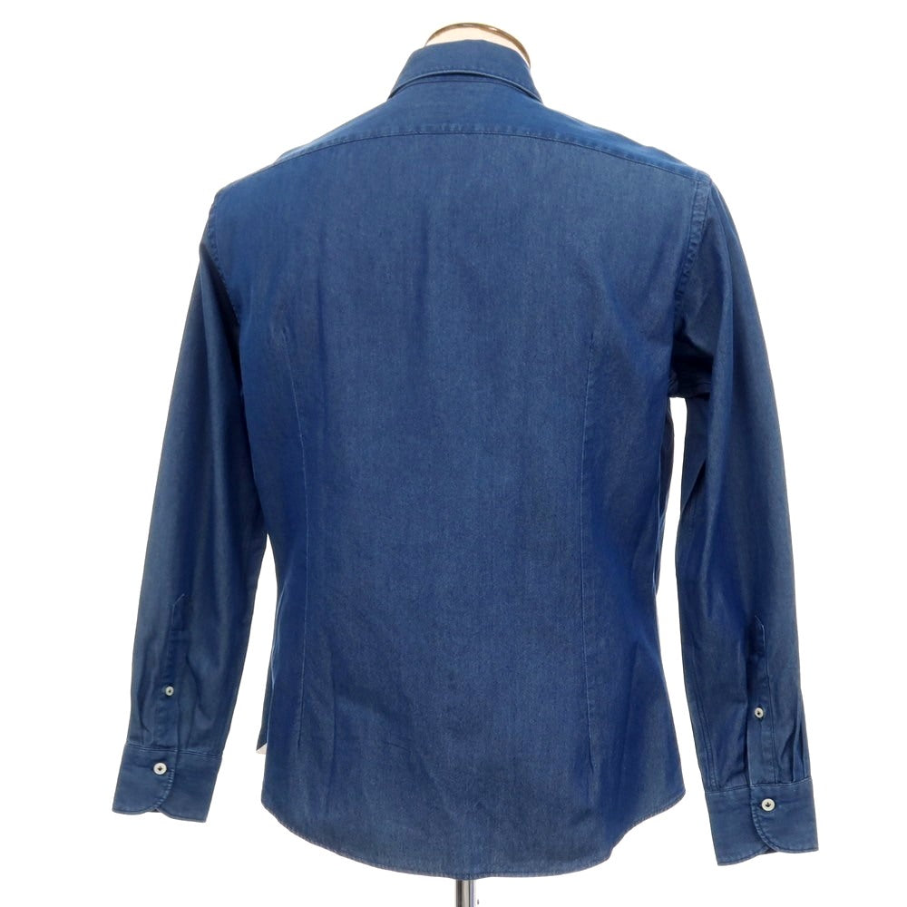 【中古】ジャンネット giannetto コットン ホリゾンタルカラー カジュアルシャツ ネイビー【サイズ43】【 状態ランクB 】【 メンズ 】