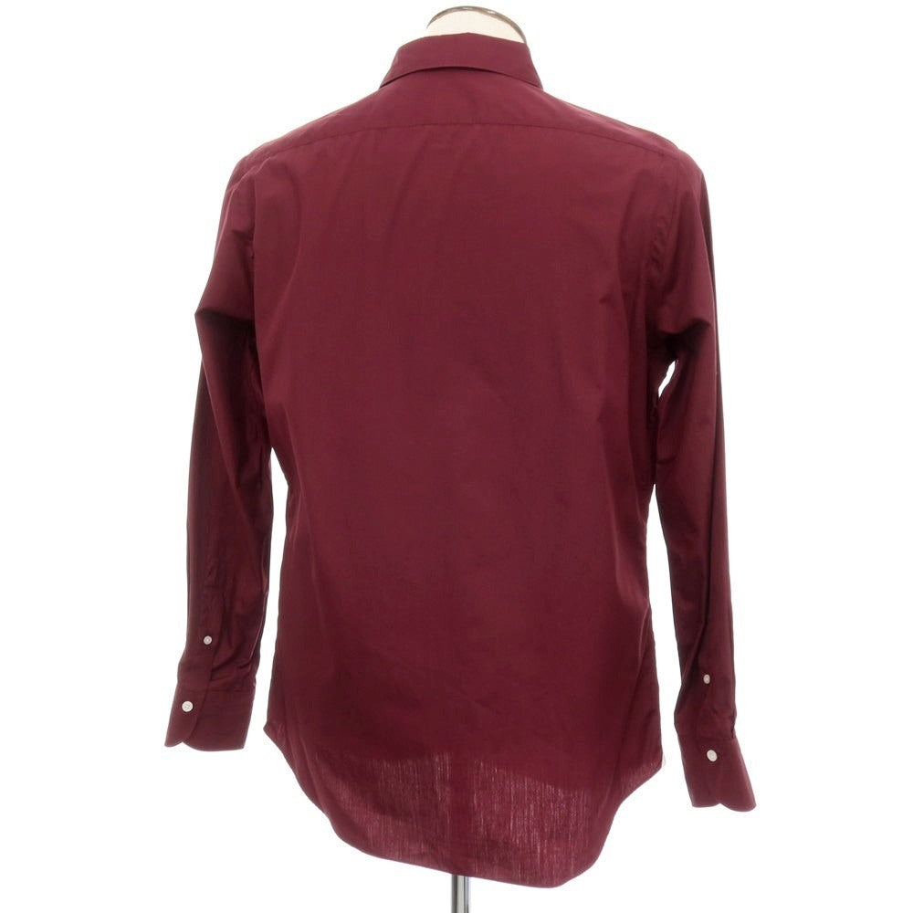 【中古】フィナモレ Finamore コットン ワイドカラー カジュアルシャツ ワインレッド【サイズL】【 状態ランクB 】【 メンズ 】