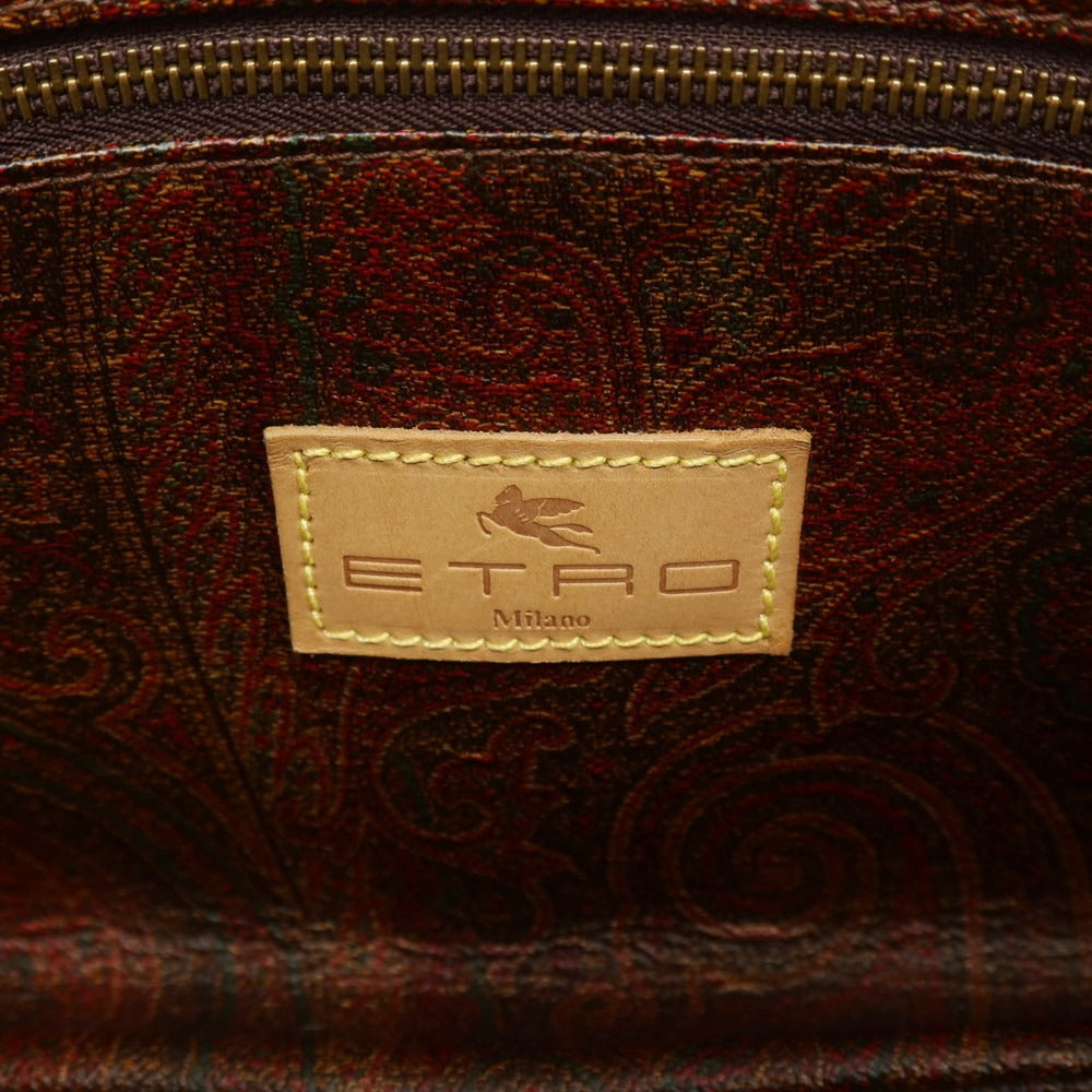 【中古】エトロ ETRO PVCキャンバス レザー ボストンバッグ ブラウン【 状態ランクD 】【 ユニセックス 】