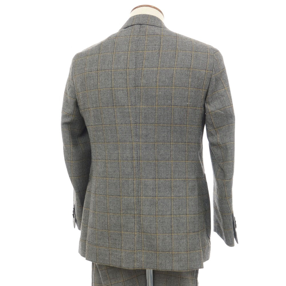 【中古】カルーゾ CARUSO ウール バーズアイ チェック 3つボタンスーツ グレー系【サイズ上46/下48】【 状態ランクB 】【 メンズ 】