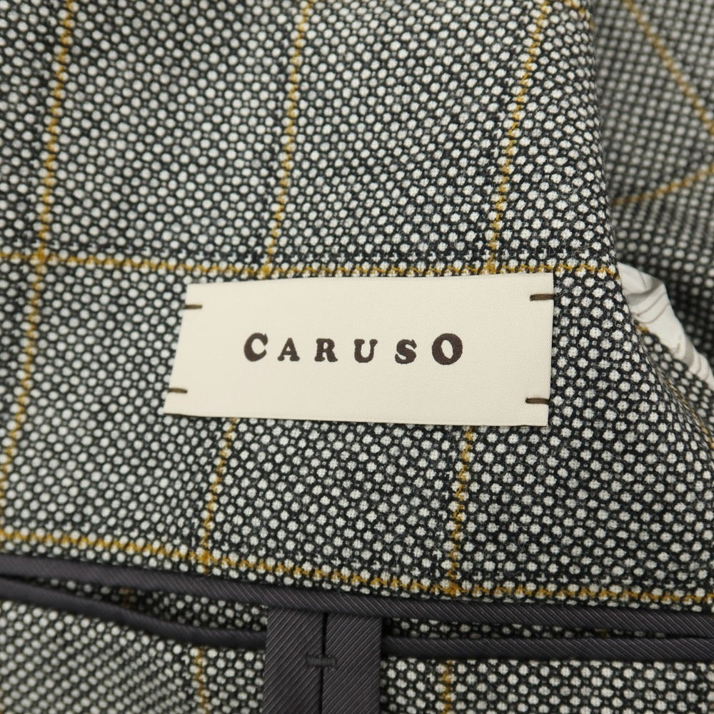 【中古】カルーゾ CARUSO ウール バーズアイ チェック 3つボタンスーツ グレー系【サイズ上46/下48】【 状態ランクB 】【 メンズ 】