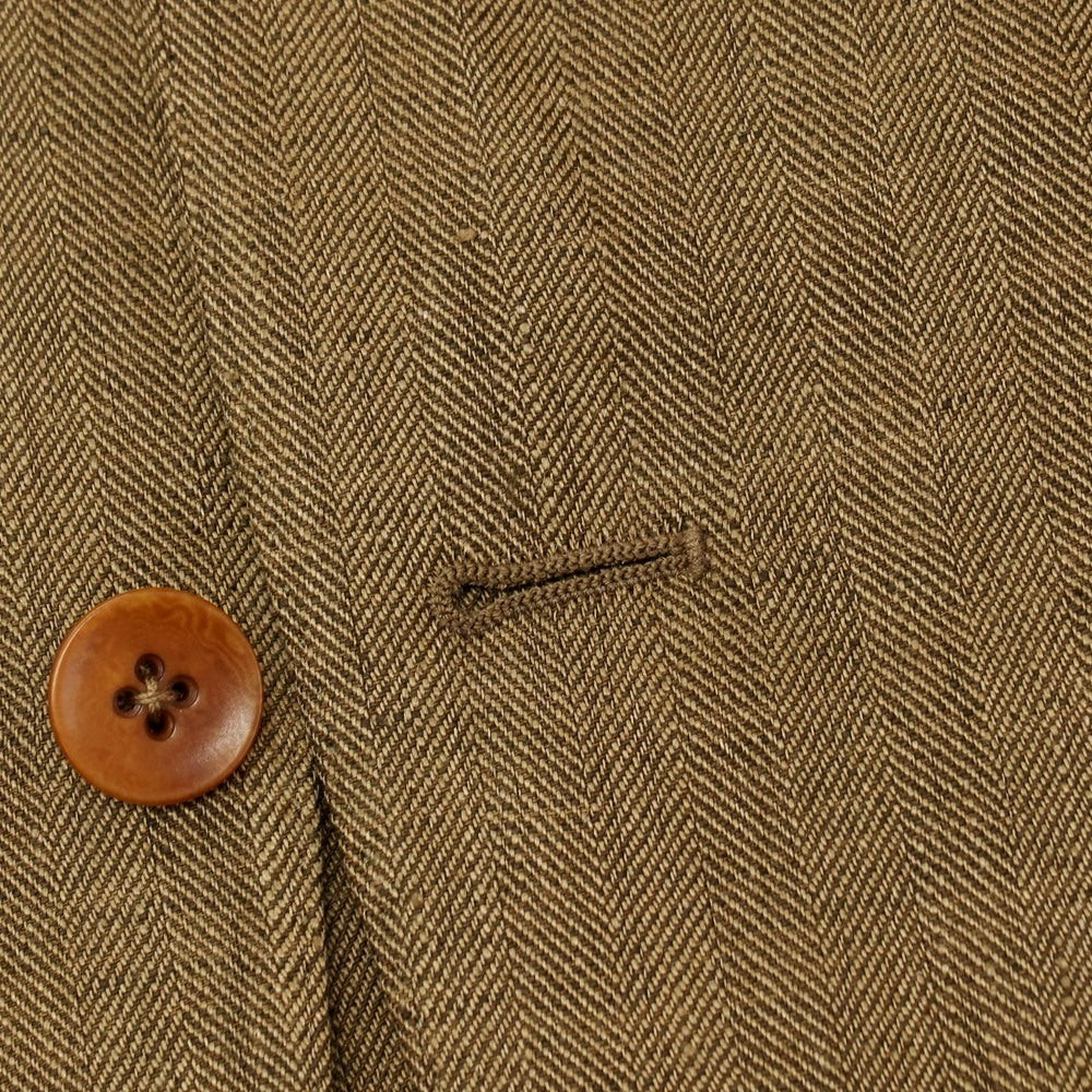 【中古】エルネスト ernesto GFB リネン ヘリンボーン 3つボタンスーツ カーキブラウン【サイズ48】【 状態ランクA 】【 メンズ 】