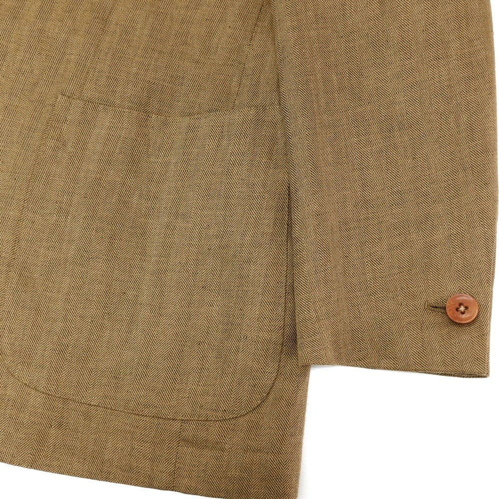 【中古】エルネスト ernesto GFB リネン ヘリンボーン 3つボタンスーツ カーキブラウン【サイズ48】【 状態ランクA 】【 メンズ 】