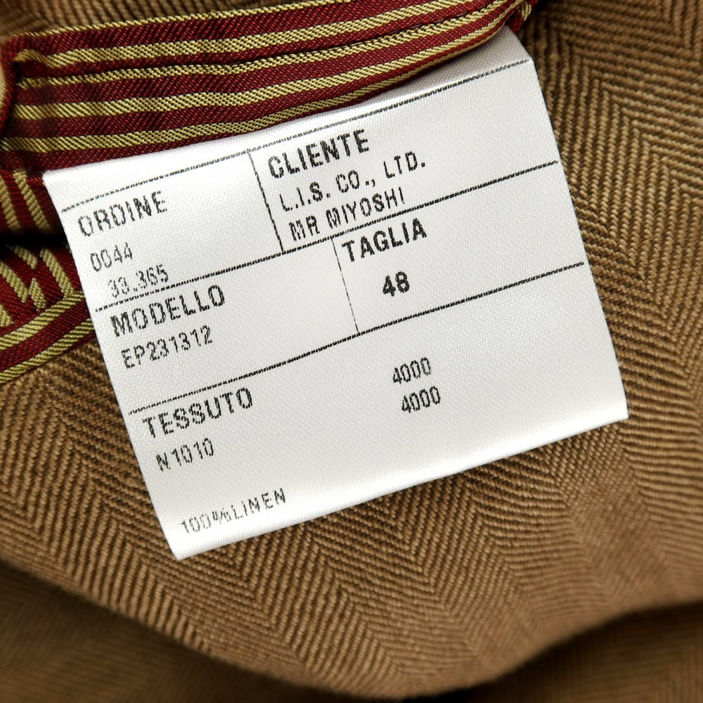 【中古】エルネスト ernesto GFB リネン ヘリンボーン 3つボタンスーツ カーキブラウン【サイズ48】【 状態ランクA 】【 メンズ 】