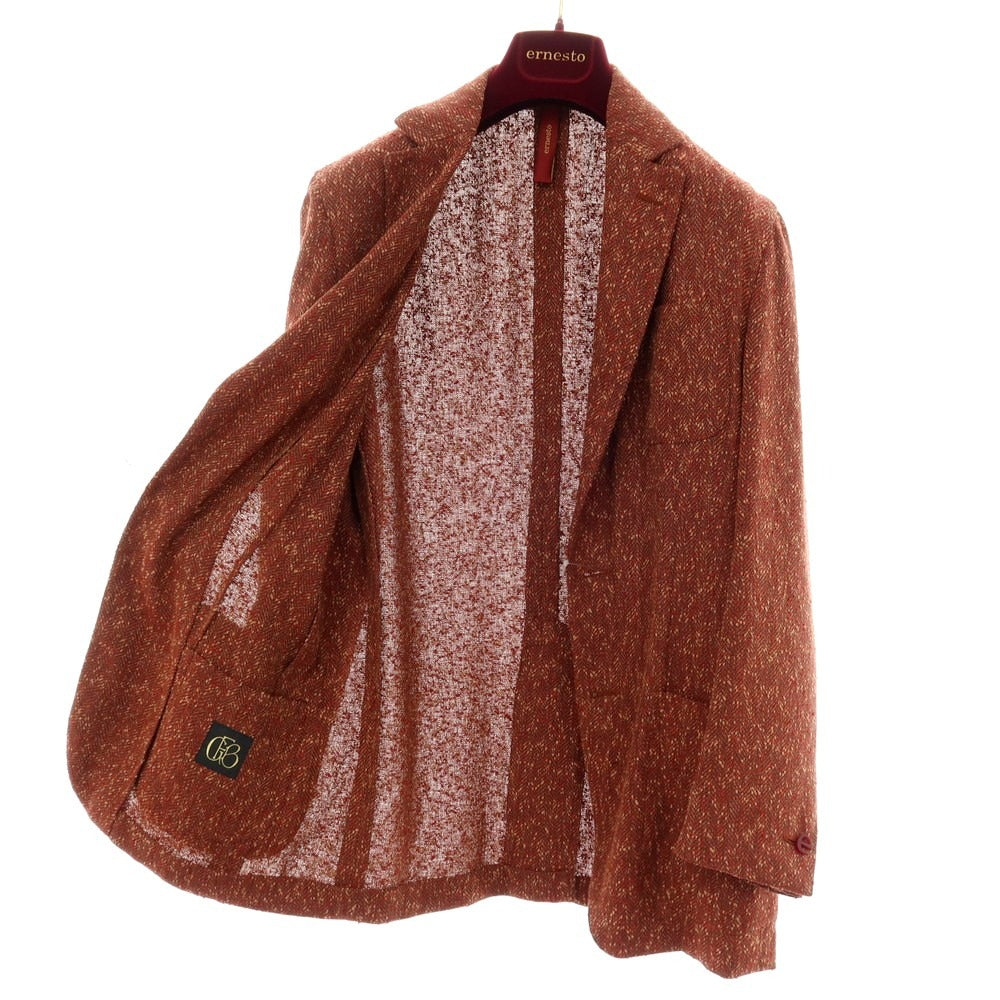 【中古】エルネスト ernesto GFB ツーピース リネンポリエステルコットン 2B カジュアルジャケット ダークレッド系【サイズ48】【 状態ランクB 】【 メンズ 】