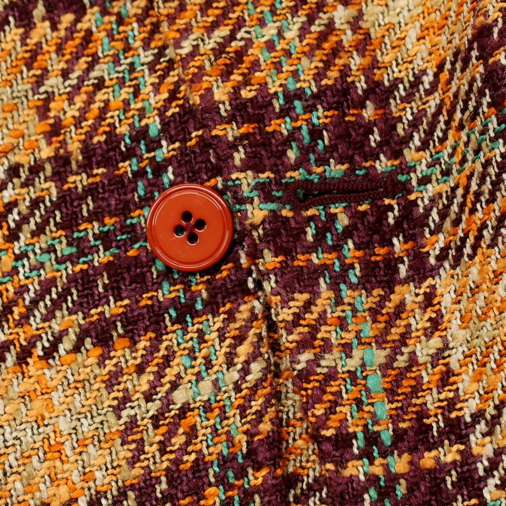 【中古】エルネスト ernesto GFB シルクコットン チェック 2B カジュアルジャケット オレンジxパープル【サイズ48】【 状態ランクB 】【 メンズ 】