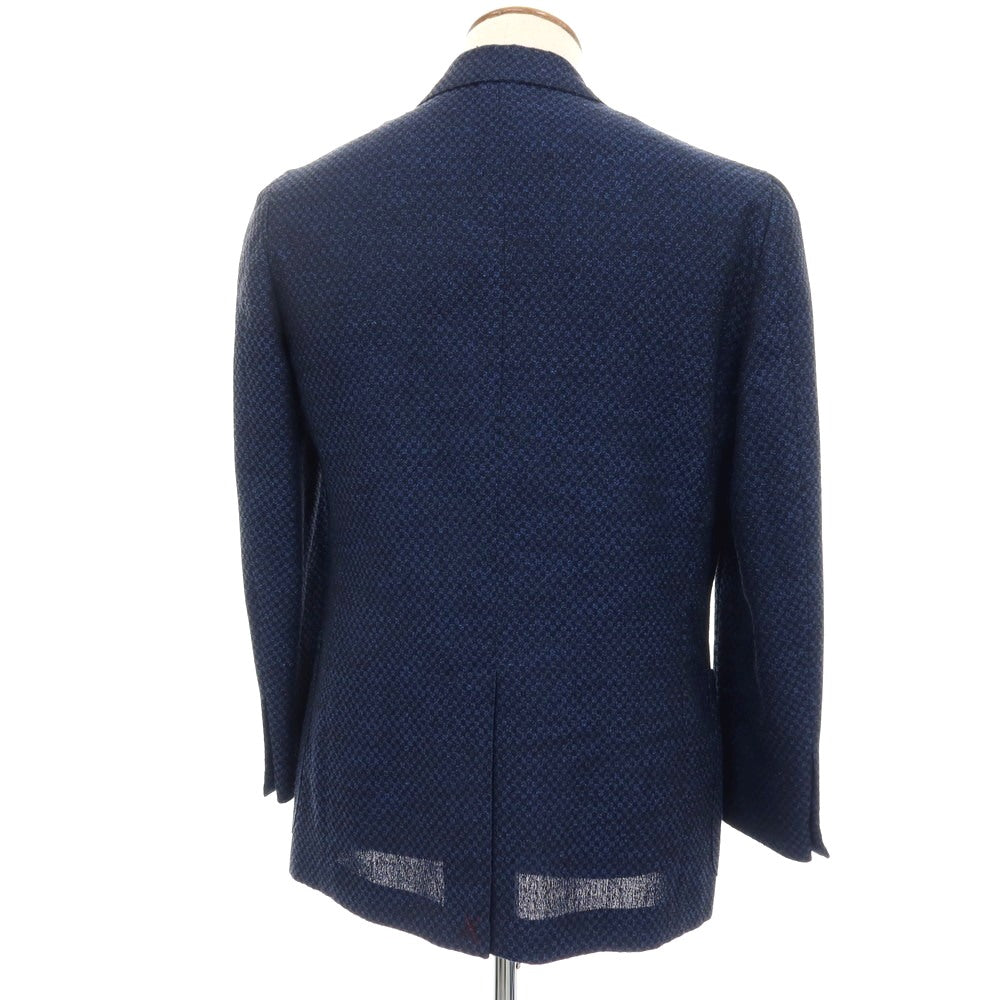 【中古】エルネスト ernesto GFB リネンコットンポリエステル 格子柄 チェック 2B カジュアルジャケット ブルーxブラック【サイズ48】【 状態ランクA 】【 メンズ 】