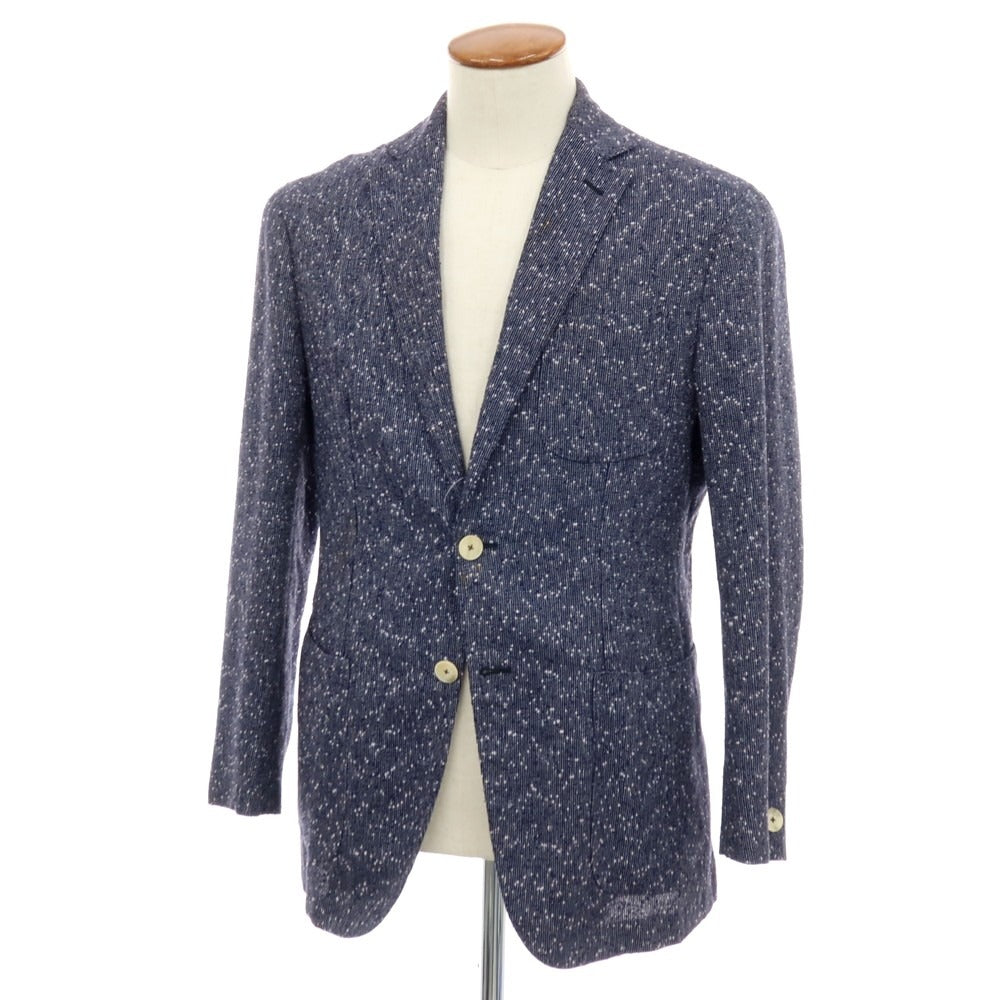 【中古】エルネスト ernesto GFB リネンシルクナイロン 2B カジュアルジャケット ネイビー【サイズ46】【 状態ランクD 】【 メンズ 】