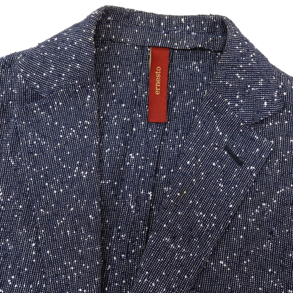 【中古】エルネスト ernesto GFB リネンシルクナイロン 2B カジュアルジャケット ネイビー【サイズ46】【 状態ランクD 】【 メンズ 】