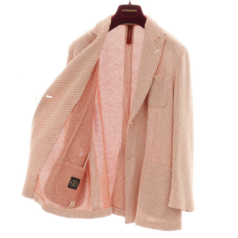 【中古】エルネスト ernesto GFB コットン ダブル4B カジュアルジャケット オレンジxアイボリー【サイズ48】【 状態ランクB 】【 メンズ 】