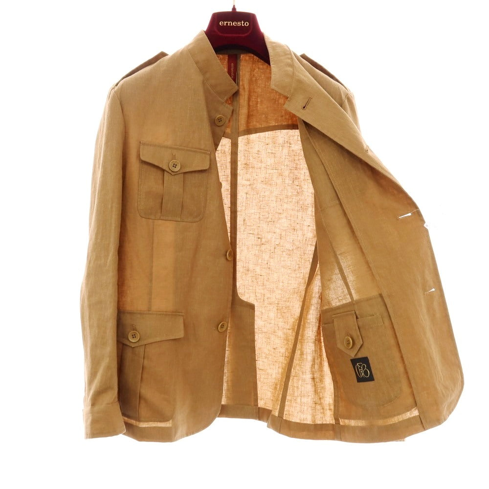 【中古】エルネスト ernesto GFB GIBSON リネンポリウレタン サファリジャケット ブラウン【サイズ48】【 状態ランクB 】【 メンズ 】