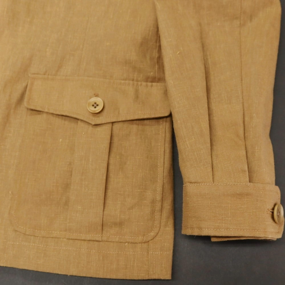 【中古】エルネスト ernesto GFB GIBSON リネンポリウレタン サファリジャケット ブラウン【サイズ48】【 状態ランクB 】【 メンズ 】