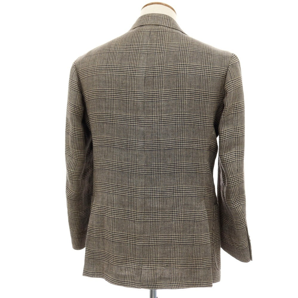 【中古】サルヴァトーレピッコロ Salvatore Piccolo REVER A SPECCHIO リネン グレンチェック 3B カジュアルジャケット ベージュxネイビー【サイズ48】【 状態ランクB 】【 メンズ 】