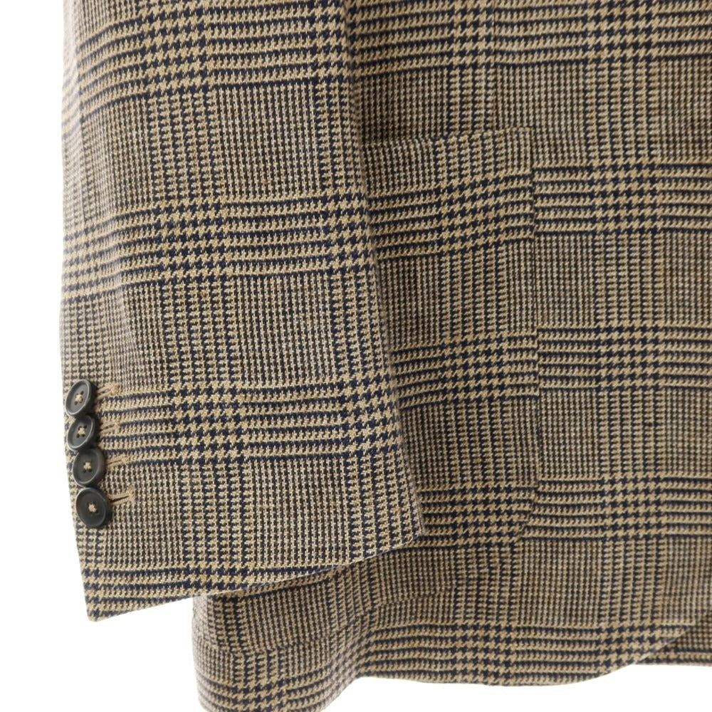 【中古】サルヴァトーレピッコロ Salvatore Piccolo REVER A SPECCHIO リネン グレンチェック 3B カジュアルジャケット ベージュxネイビー【サイズ48】【 状態ランクB 】【 メンズ 】