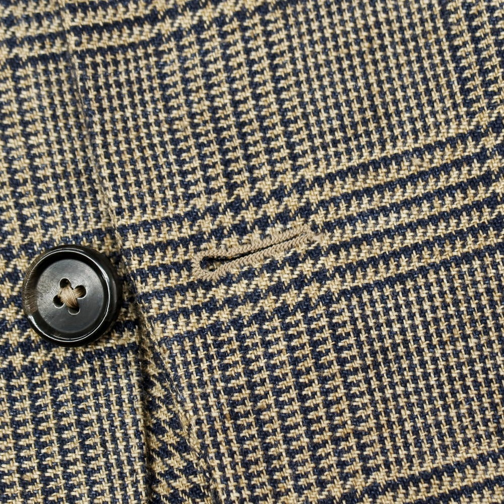 【中古】サルヴァトーレピッコロ Salvatore Piccolo REVER A SPECCHIO リネン グレンチェック 3B カジュアルジャケット ベージュxネイビー【サイズ48】【 状態ランクB 】【 メンズ 】