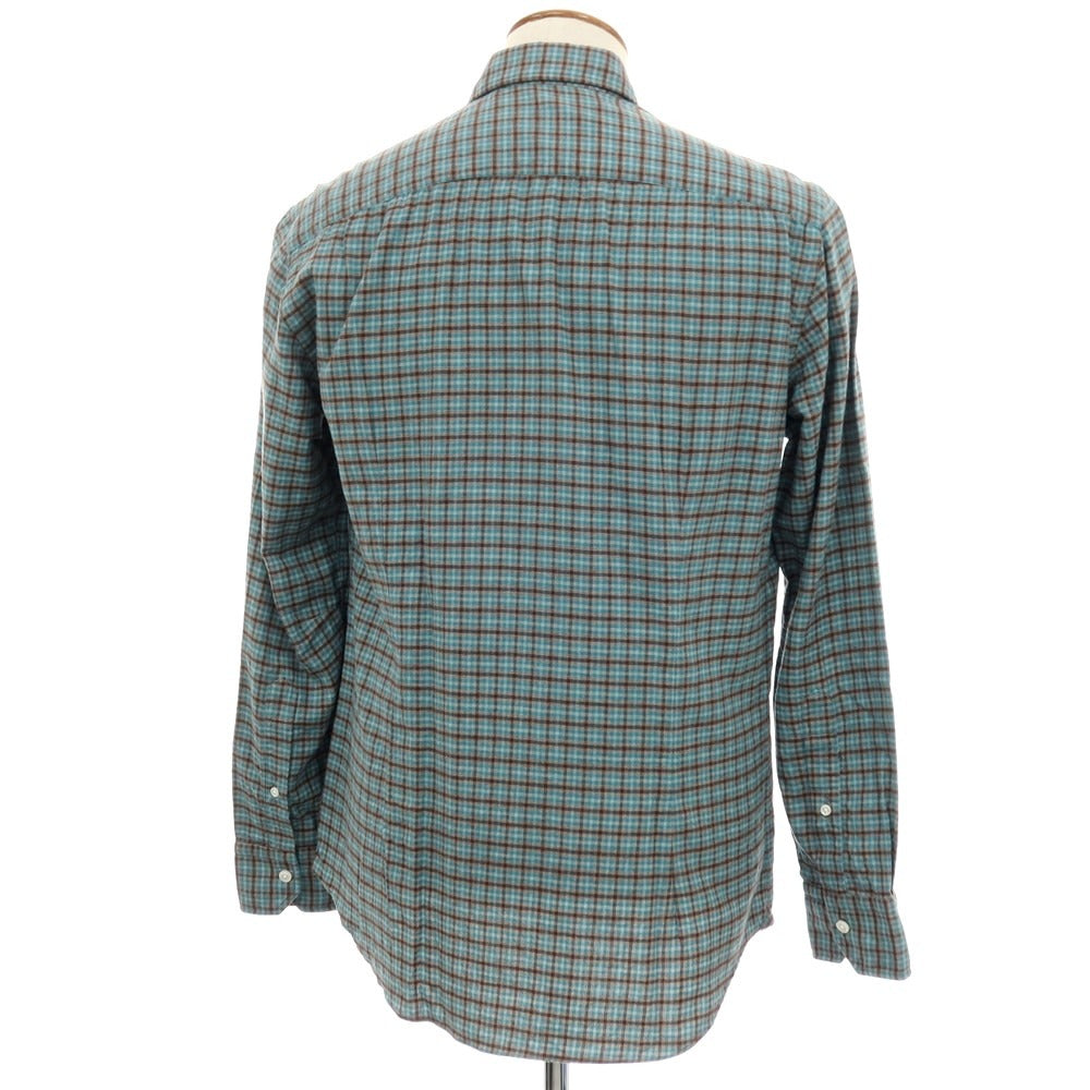 【中古】サルヴァトーレピッコロ Salvatore Piccolo コットン チェック レギュラーカラー カジュアルシャツ ブルーグリーンxブラウン【サイズ40】【 状態ランクB 】【 メンズ 】