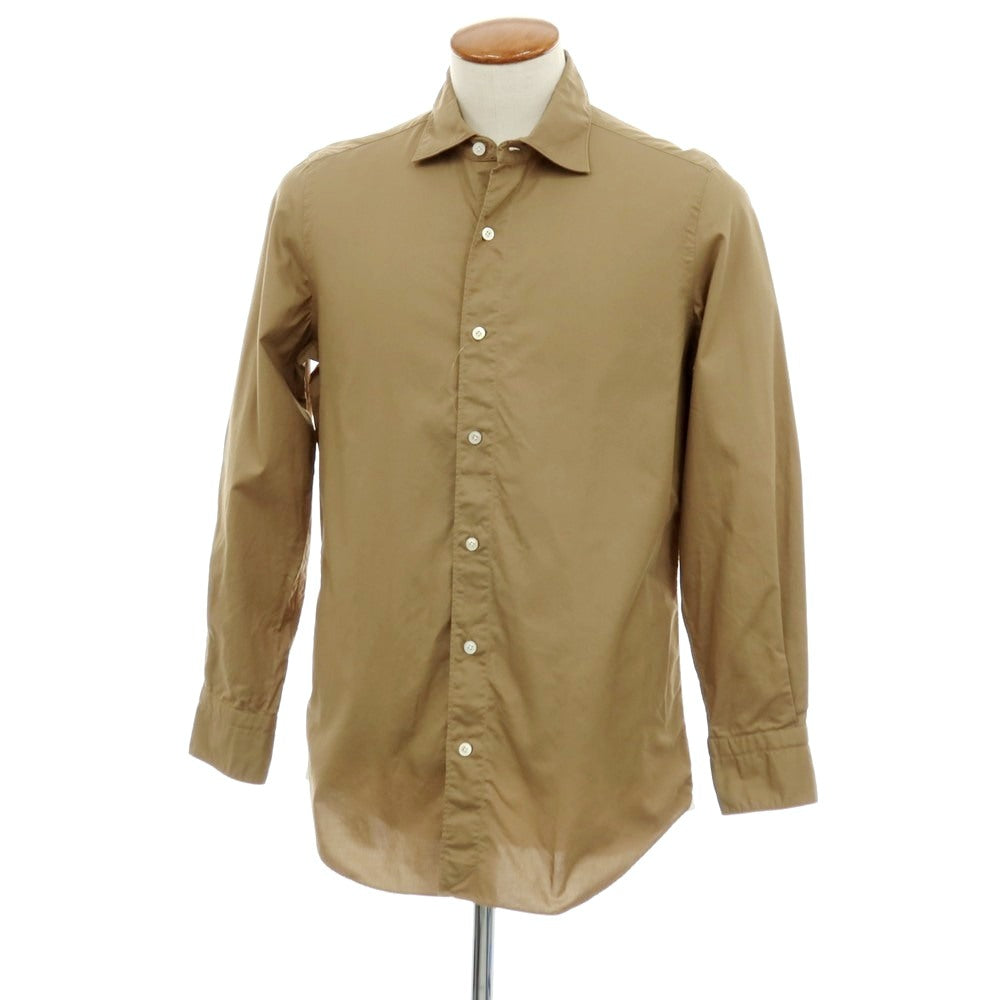 【中古】フィナモレ Finamore コットン ワイドカラー カジュアルシャツ カーキベージュ【サイズ40】【 状態ランクB 】【 メンズ 】