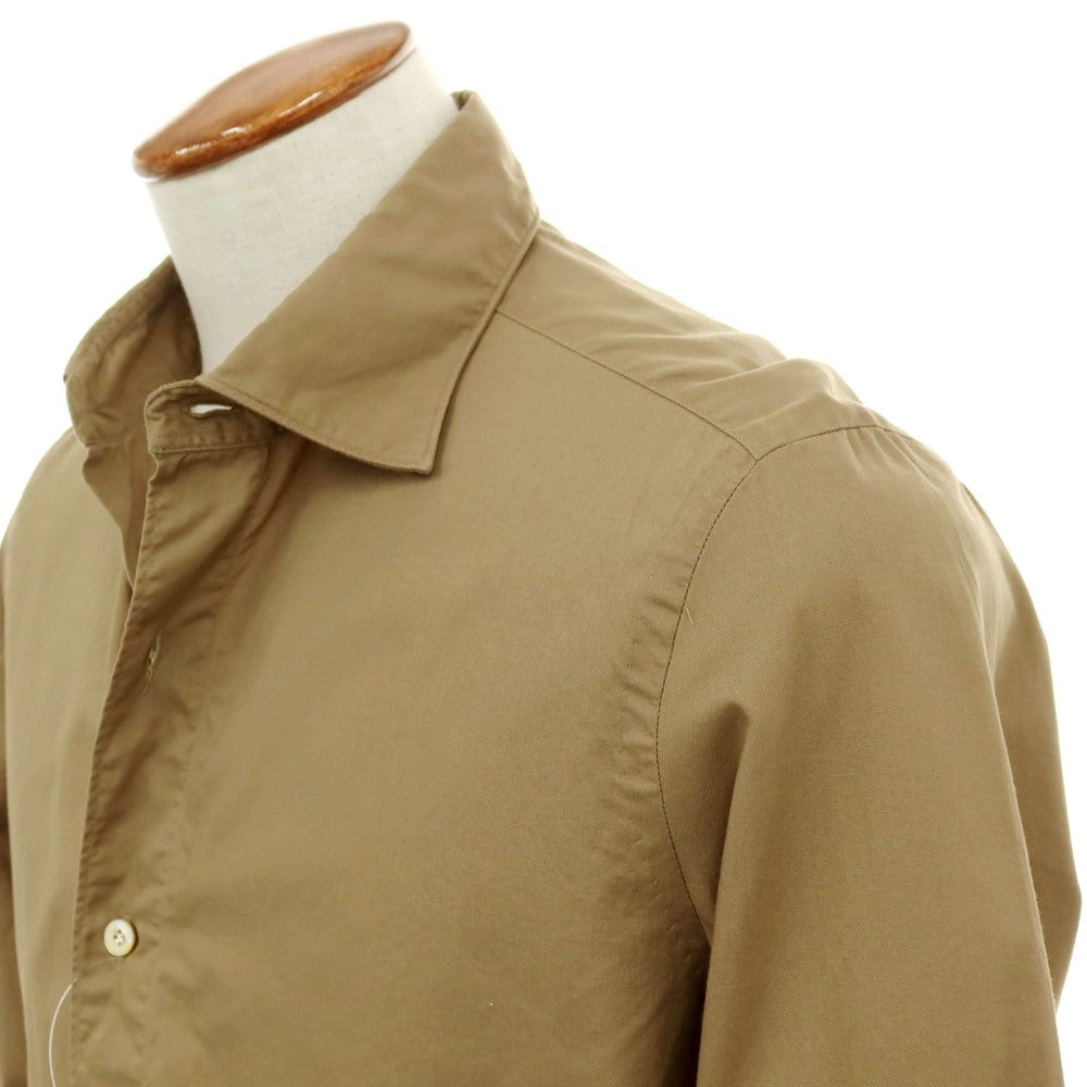 【中古】フィナモレ Finamore コットン ワイドカラー カジュアルシャツ カーキベージュ【サイズ40】【 状態ランクB 】【 メンズ 】