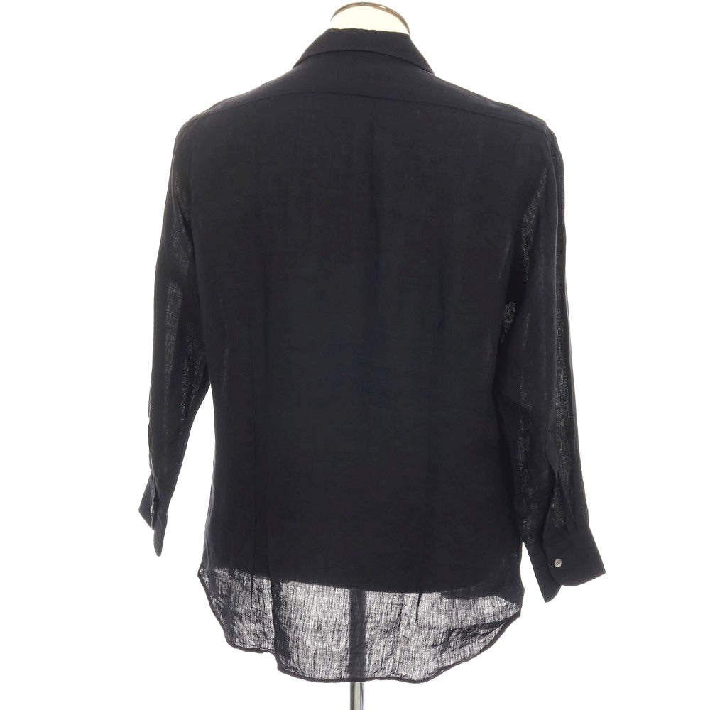 【中古】バグッタ Bagutta リネン オープンカラー カジュアルシャツ ブラック【サイズ42】【 状態ランクB 】【 メンズ 】