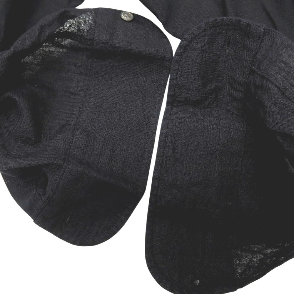 【中古】バグッタ Bagutta リネン オープンカラー カジュアルシャツ ブラック【サイズ42】【 状態ランクB 】【 メンズ 】