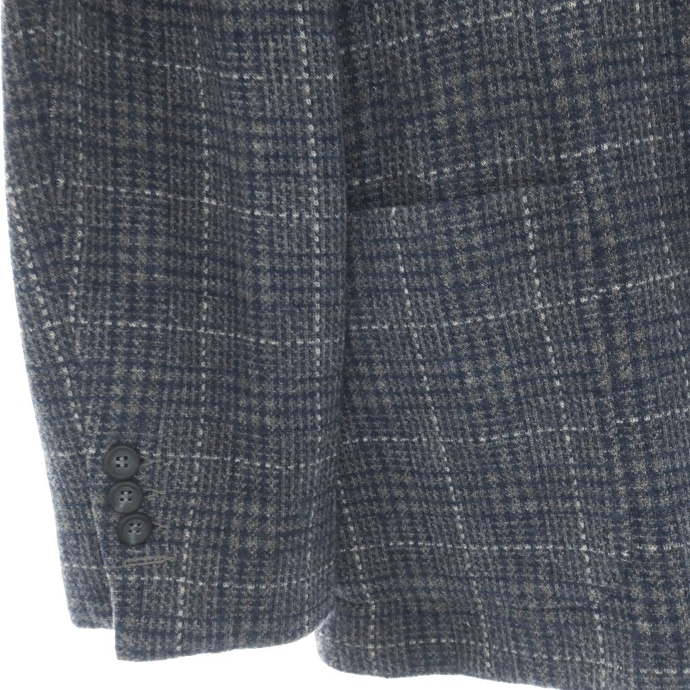 【中古】ホイコ スコットランド HAWICO Scotland ウール系 ジャージー チェック 3B カジュアルジャケット グレーxネイビー【サイズ50位】【 状態ランクA 】【 メンズ 】