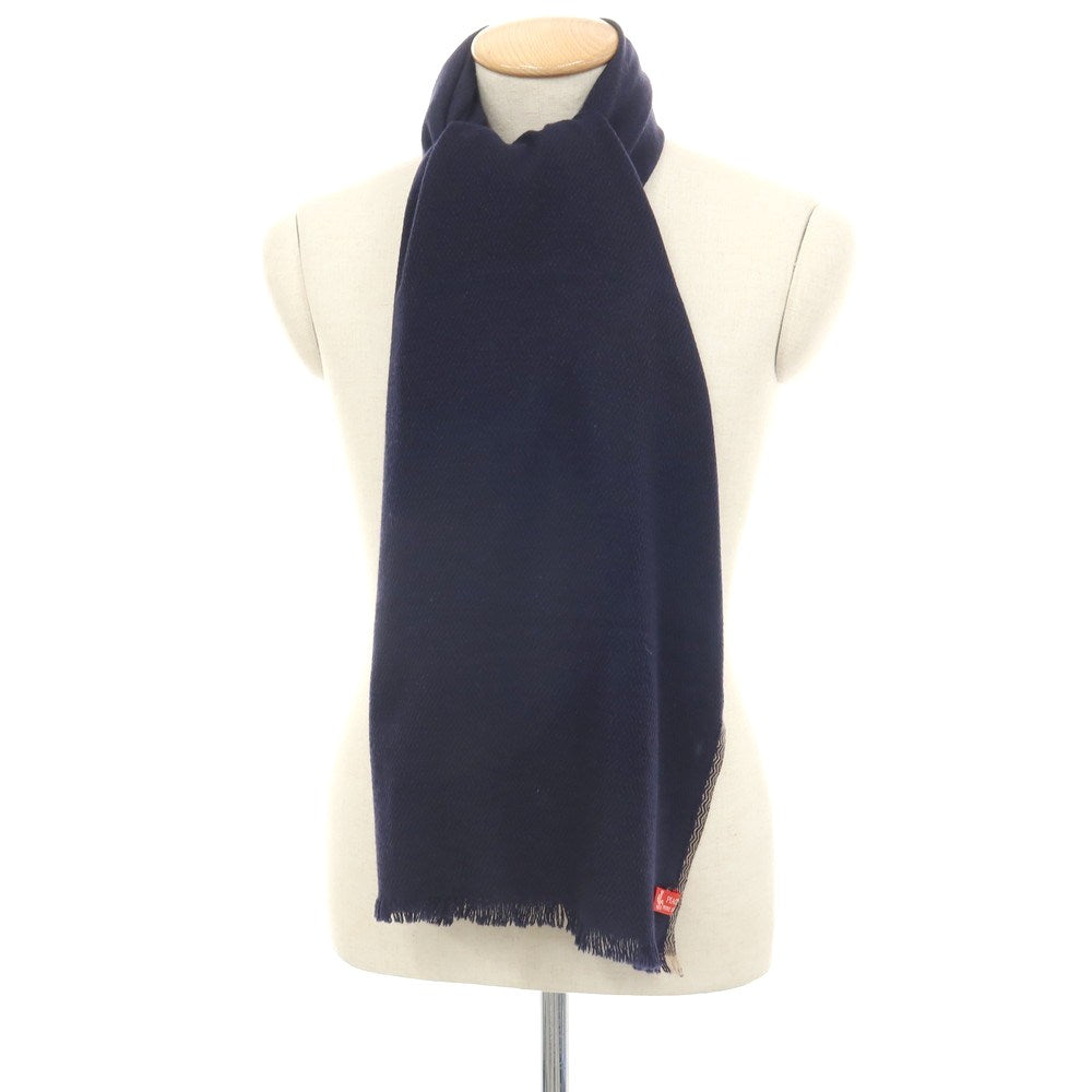 【中古】ピアチェンツァ PIACENZA カシミヤ ストール ネイビーxダークベージュ【 状態ランクB 】【 ユニセックス 】