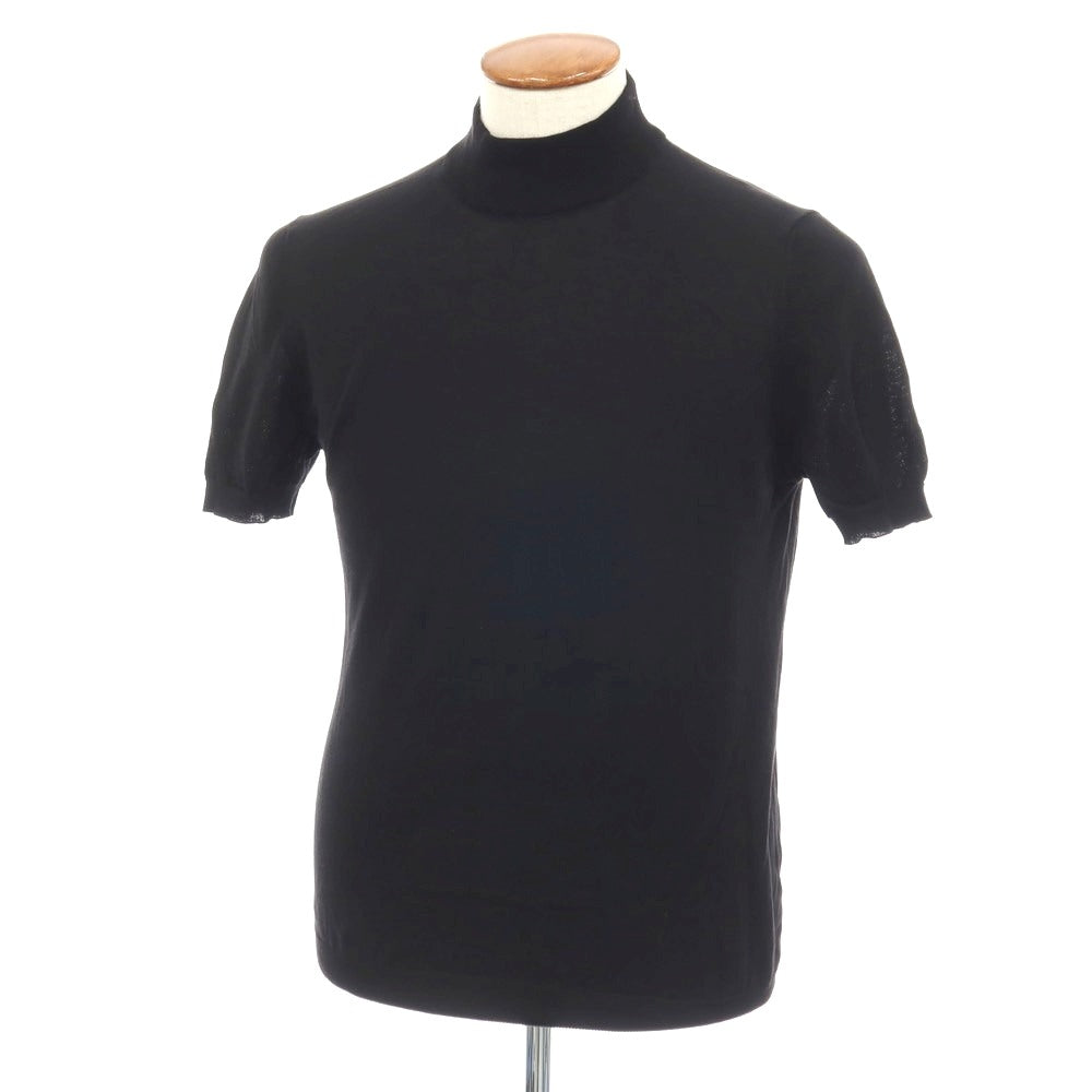 【中古】アレッサンドロルッピ Alessandro Luppi ハイゲージ コットン 半袖 プルオーバーニット ブラック【サイズ50】【 状態ランクC 】【 メンズ 】