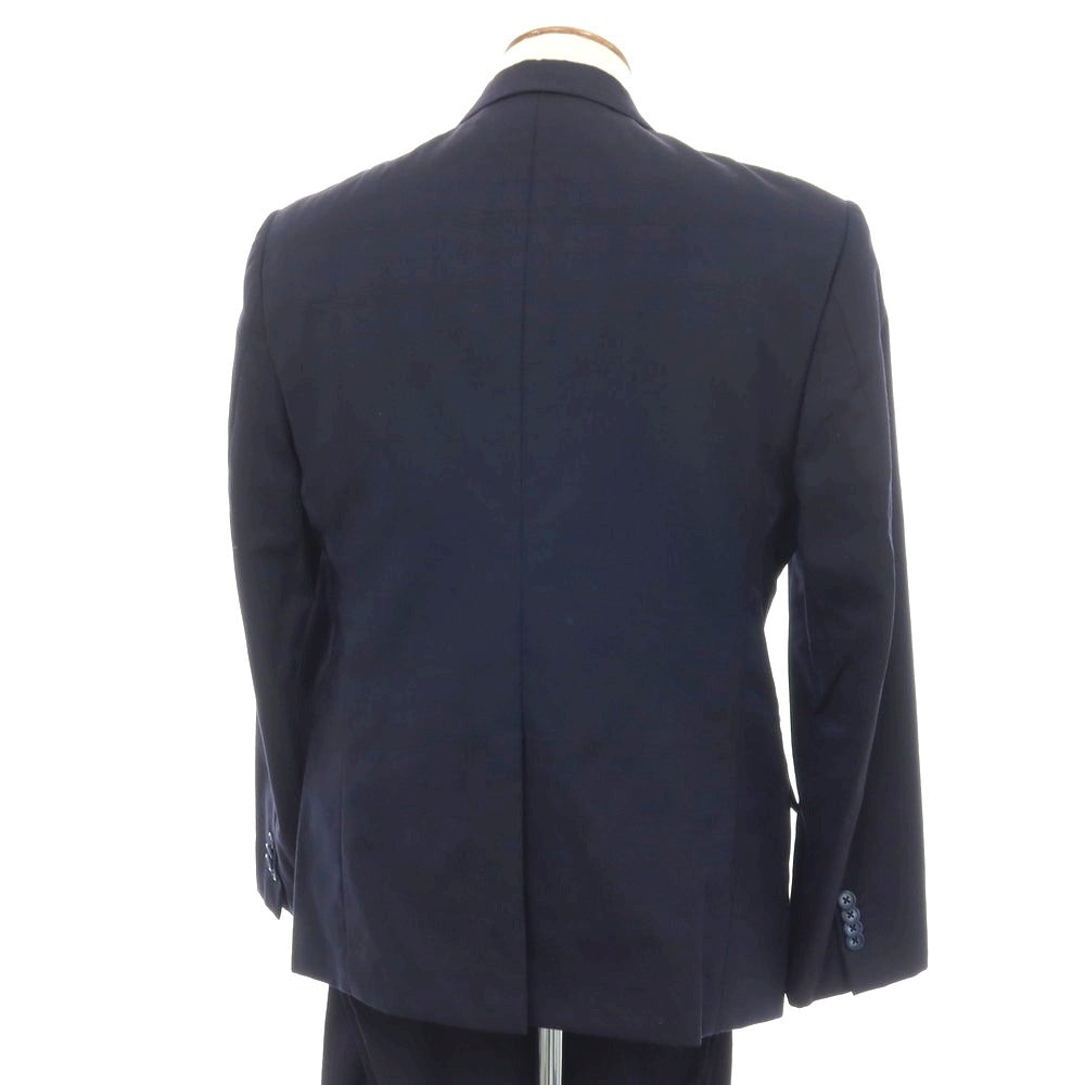 【中古】アザブテーラー azabu tailor スリーピース ウール チェック 3つボタンスーツ ネイビー【サイズ上50/ジレ50/下88】【 状態ランクC 】【 メンズ 】