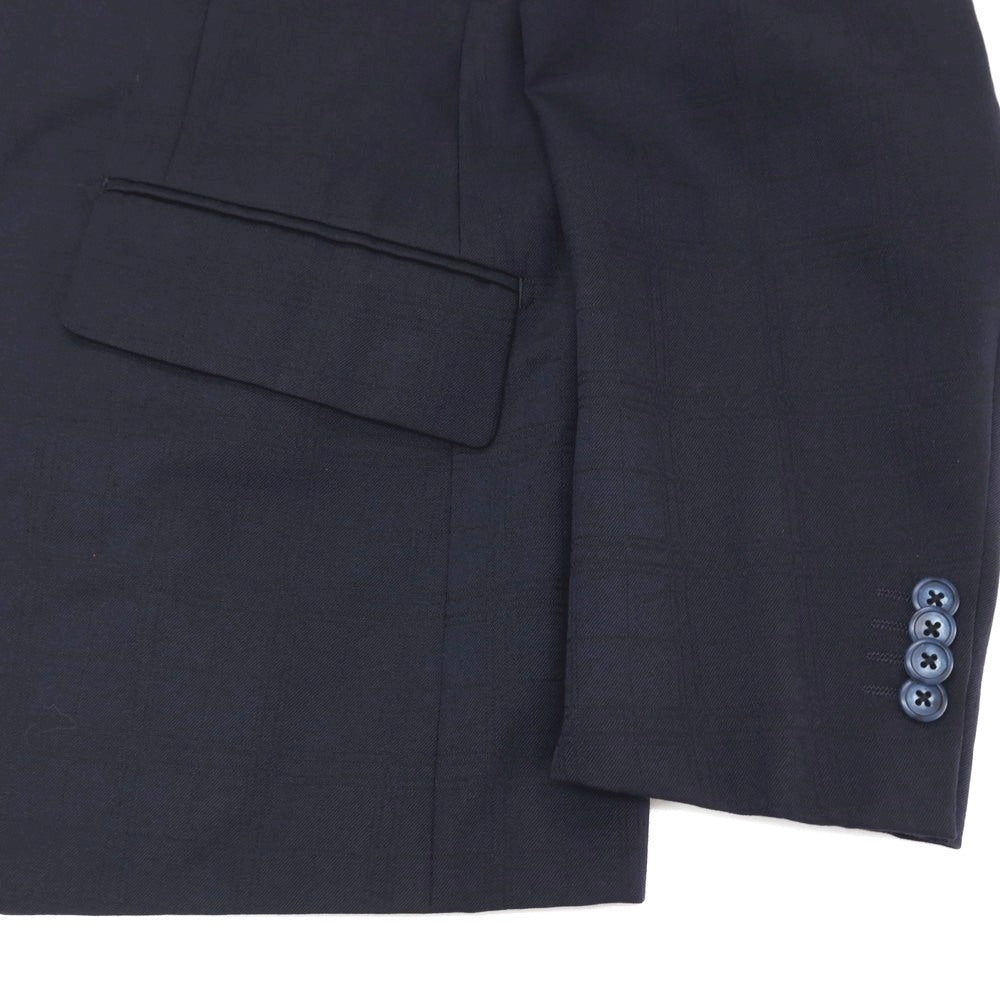 【中古】アザブテーラー azabu tailor スリーピース ウール チェック 3つボタンスーツ ネイビー【サイズ上50/ジレ50/下88】【 状態ランクC 】【 メンズ 】