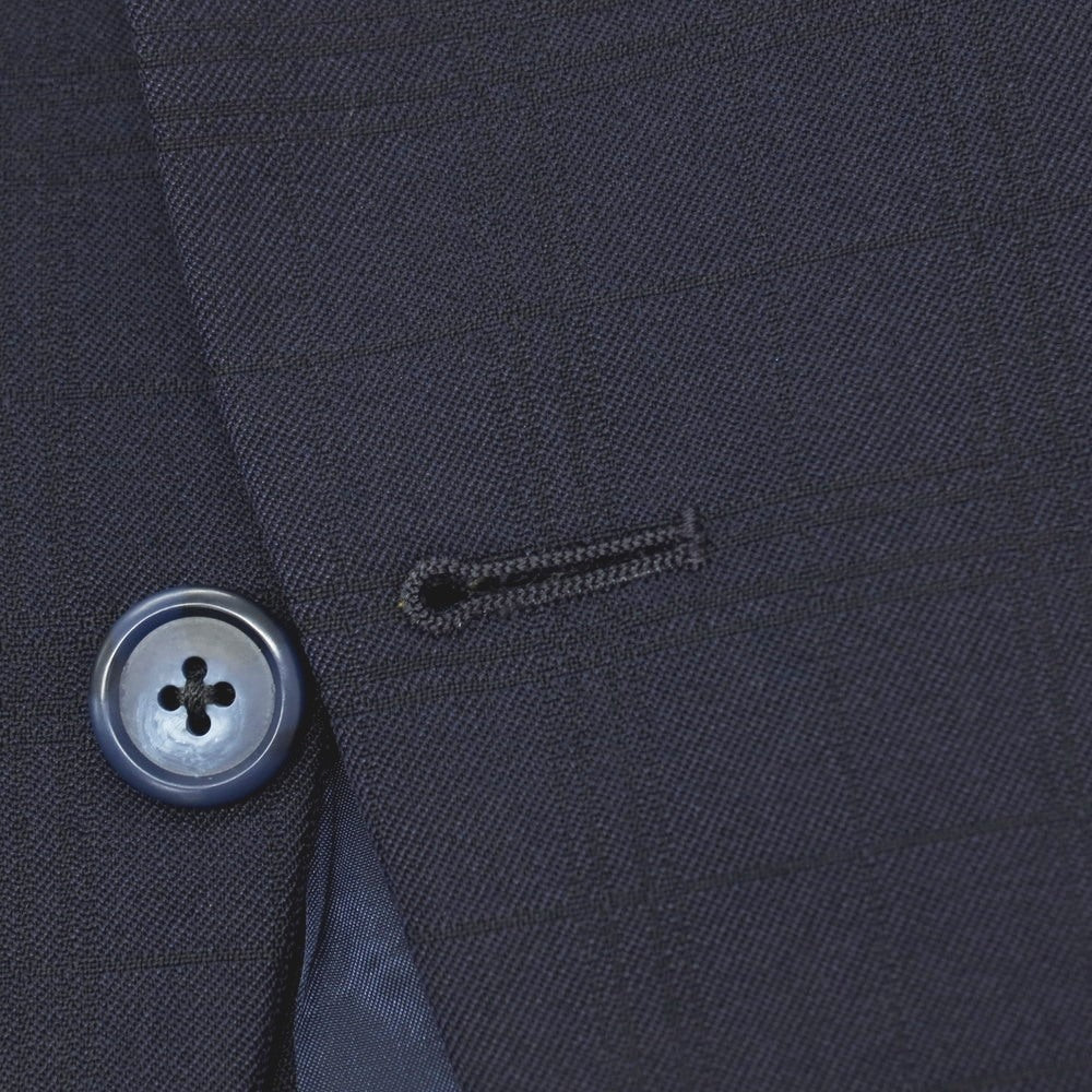 【中古】アザブテーラー azabu tailor スリーピース ウール チェック 3つボタンスーツ ネイビー【サイズ上50/ジレ50/下88】【 状態ランクC 】【 メンズ 】