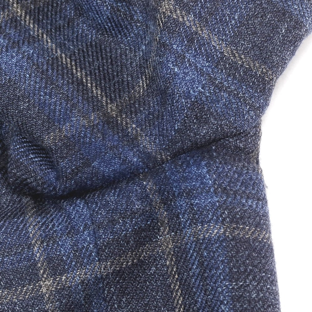 【中古】バルバ BARBA ウールシルクリネン チェック 3B テーラードジャケット ネイビーxベージュ【サイズ50】【 状態ランクC 】【 メンズ 】