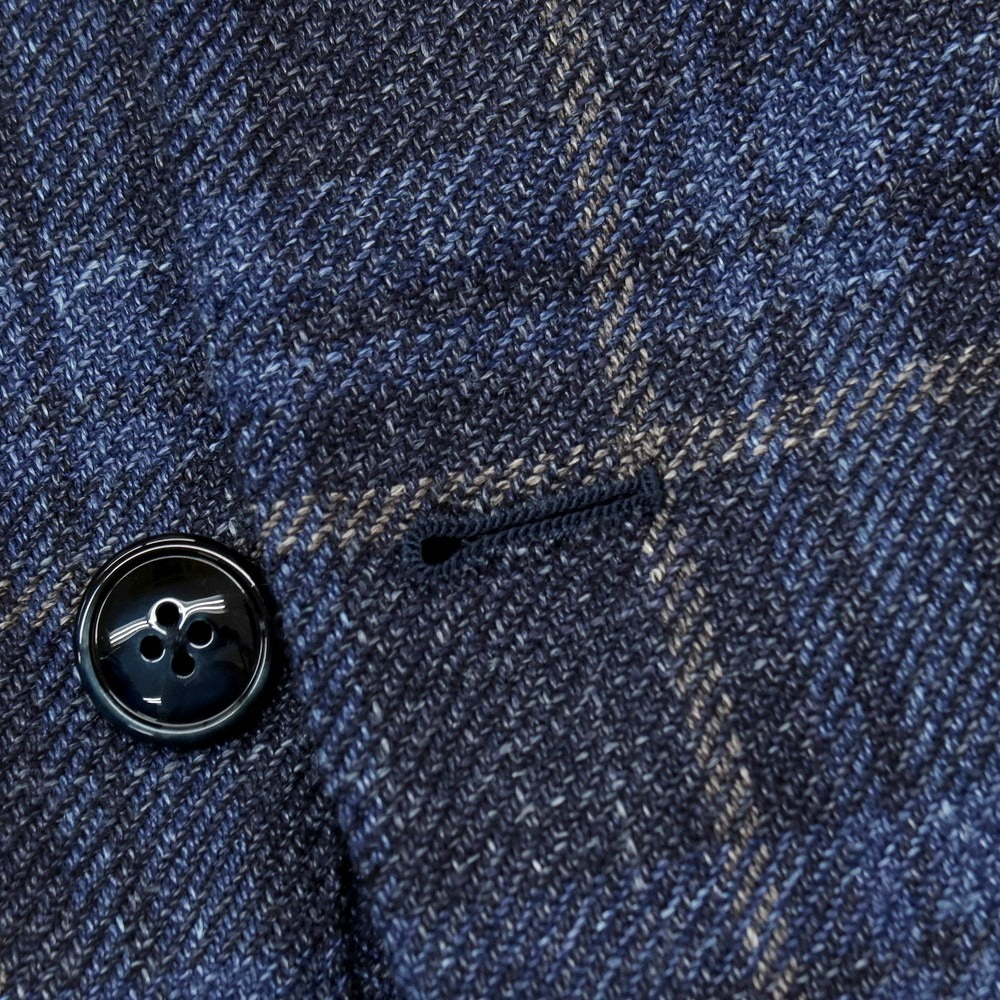 【中古】バルバ BARBA ウールシルクリネン チェック 3B テーラードジャケット ネイビーxベージュ【サイズ50】【 状態ランクC 】【 メンズ 】