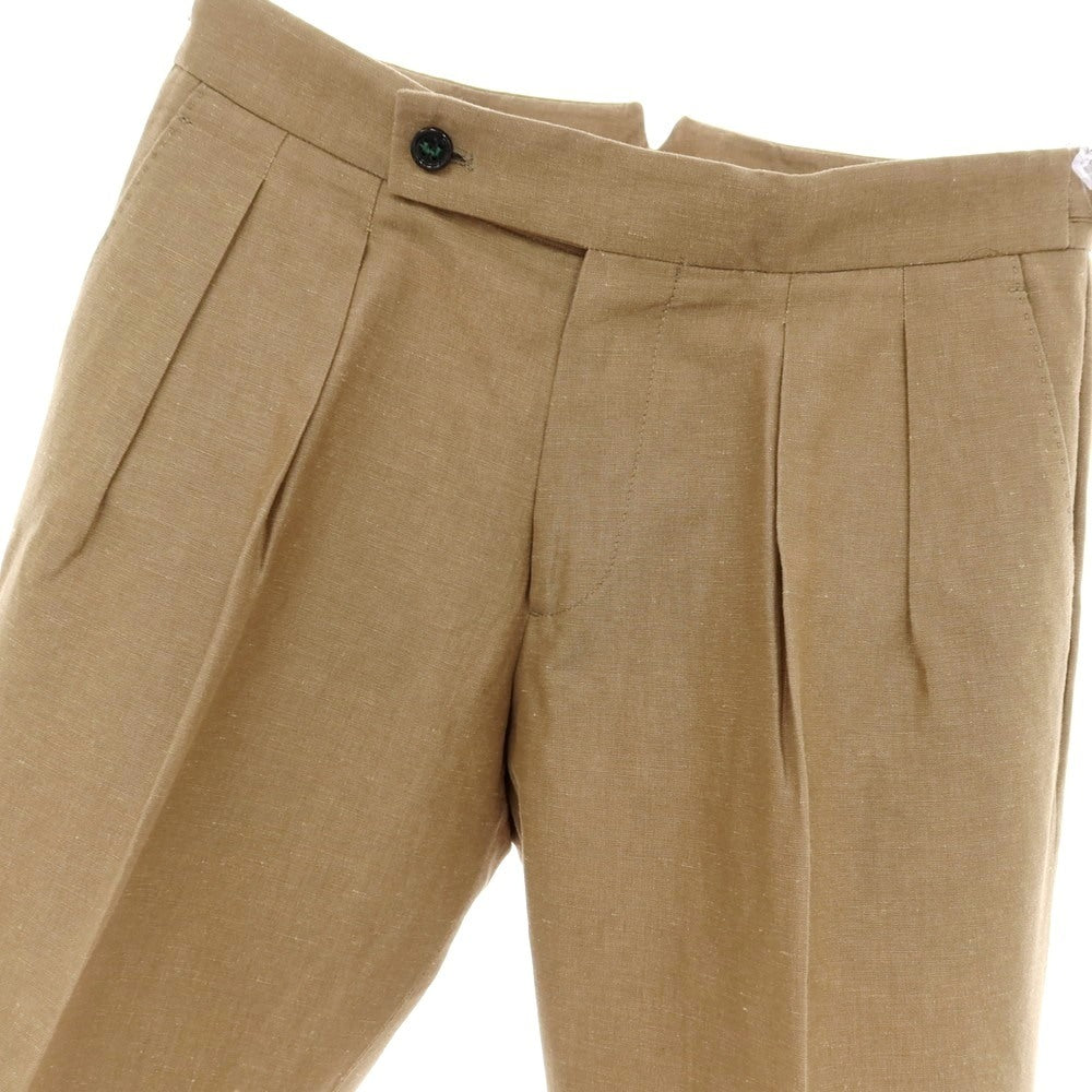 【中古】ベルウィッチ BERWICH scotch リネンコットン カジュアルスラックスパンツ ダークベージュ【サイズ46】【 状態ランクB 】【 メンズ 】