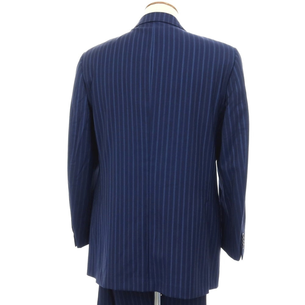 【中古】ラバッツォーロ RAVAZZOLO ニュージーランドメリノウール ストライプ 6B ダブルスーツ ネイビーxブルー【サイズ48】【 状態ランクB 】【 メンズ 】