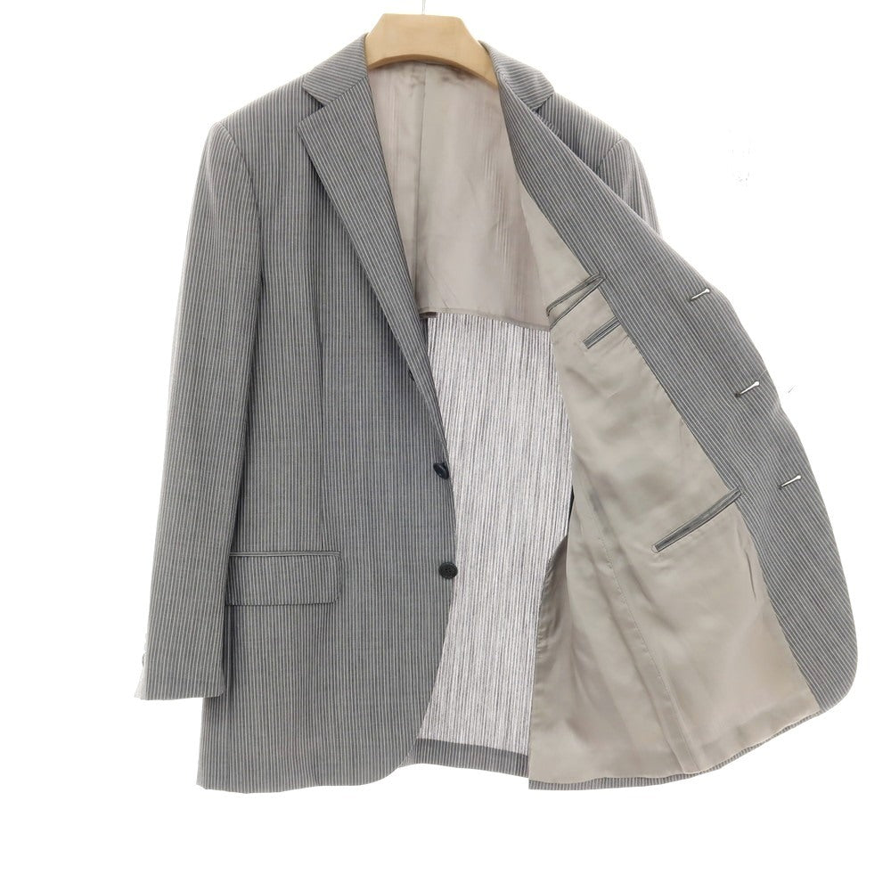 【中古】ベルベスト Belvest BEAMS F別注 SUPER110’Sウール&モヘヤ ストライプ 3つボタンスーツ グレーxホワイト【サイズ48】【 状態ランクC 】【 メンズ 】