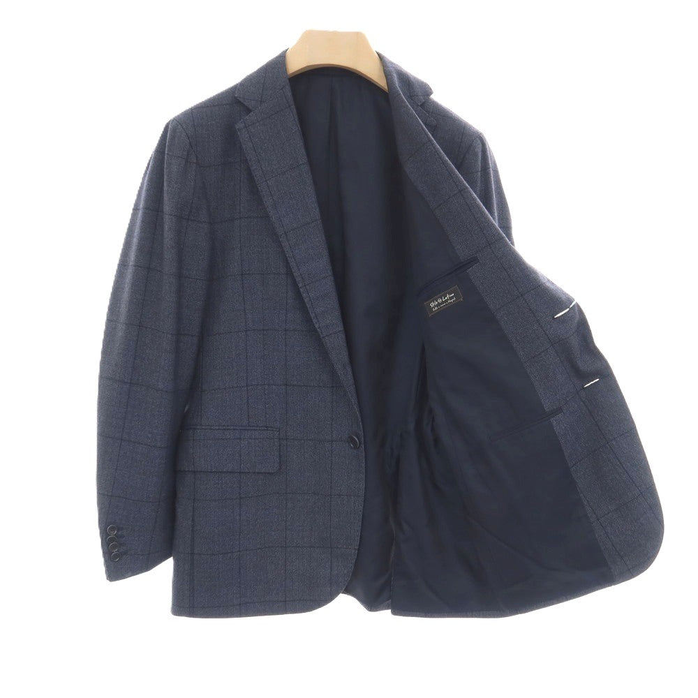 【中古】スティレ ラティーノ STILE LATINO ウール ウィンドウペーンチェック 3つボタンスーツ ライトネイビーxブラック【サイズ48】【 状態ランクB 】【 メンズ 】