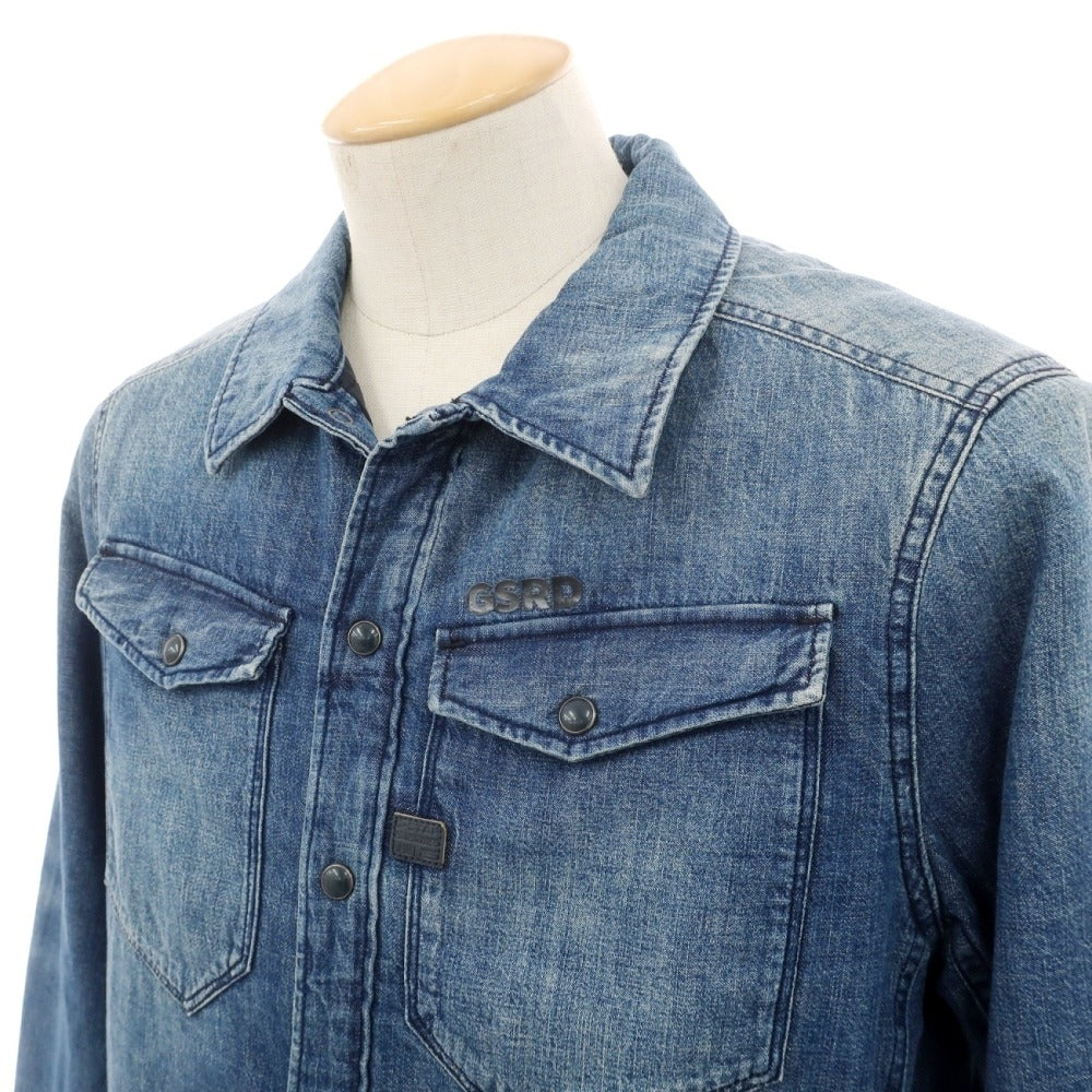 【中古】ジースターロウ G-STAR RAW 3301 PADDED OVERSHIRT コットン デニム 中綿入り シャツブルゾン ブルー【サイズS】【 状態ランクB 】【 メンズ 】