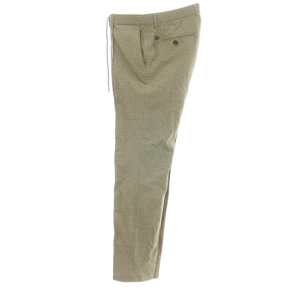 【中古】ジーステージ g-stage ポリエステル サッカー チェック イージースラックスパンツ オリーブ系【サイズ46】【 状態ランクA 】【 メンズ 】