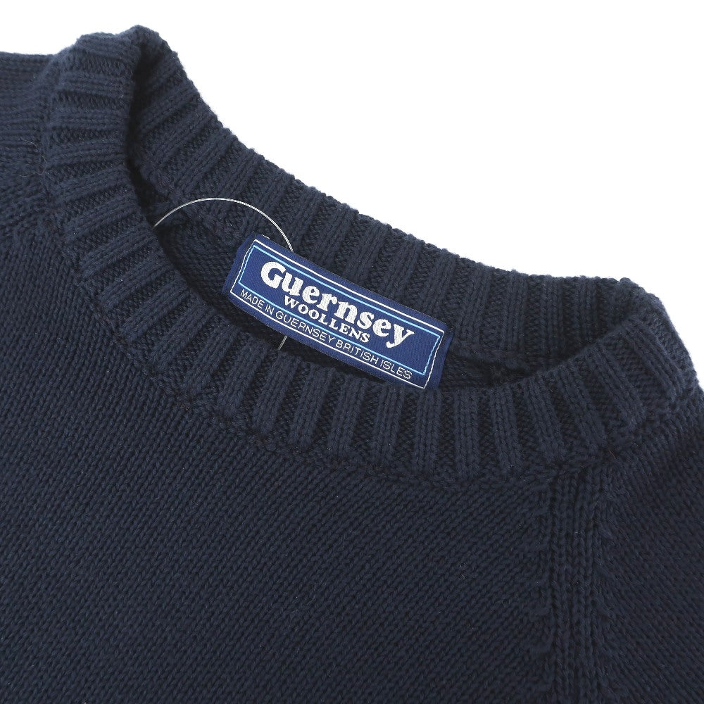 【SALE30%OFF/返品不可】【中古】ガンジーウーレンズ GUERNSEY WOOLLENS コットン クルーネック プルオーバーニット ネイビー【 サイズ36 】【 状態ランクB 】【 メンズ 】