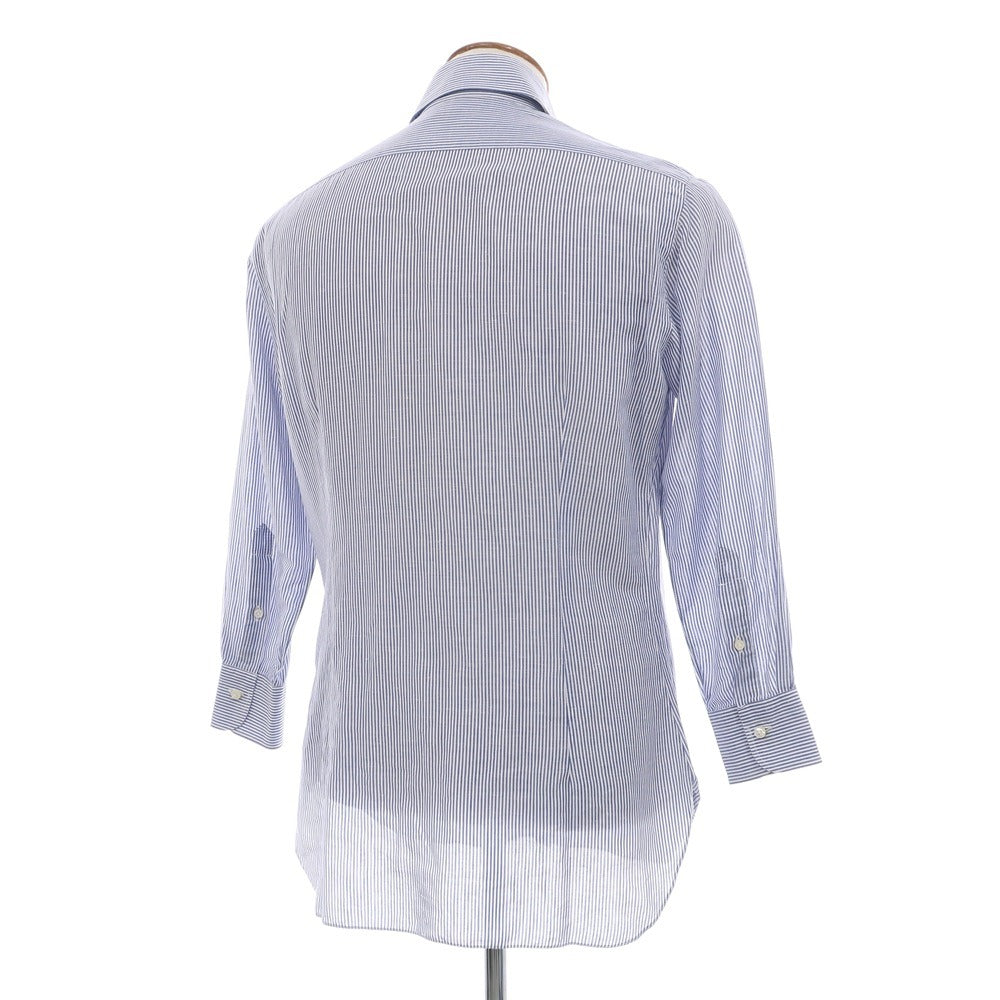 【中古】バルバ BARBA コットンリネン ストライプ ホリゾンタルカラー ドレスシャツ ブルーxホワイト【サイズ39】【 状態ランクB 】【 メンズ 】