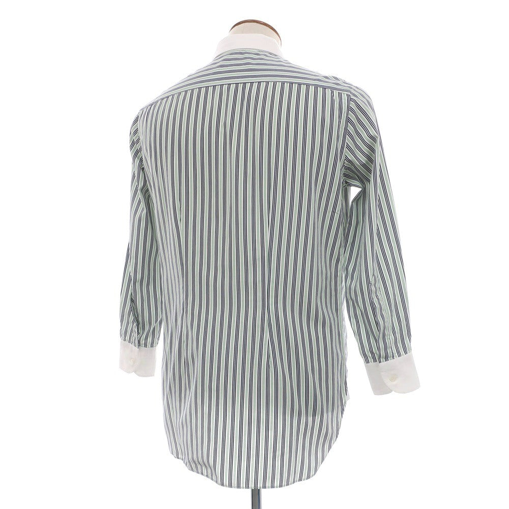 【中古】スティレ ラティーノ STILE LATINO コットン ストライプ クレリック レギュラーカラー ドレスシャツ ネイビーxグリーン【サイズ39】【 状態ランクC 】【 メンズ 】