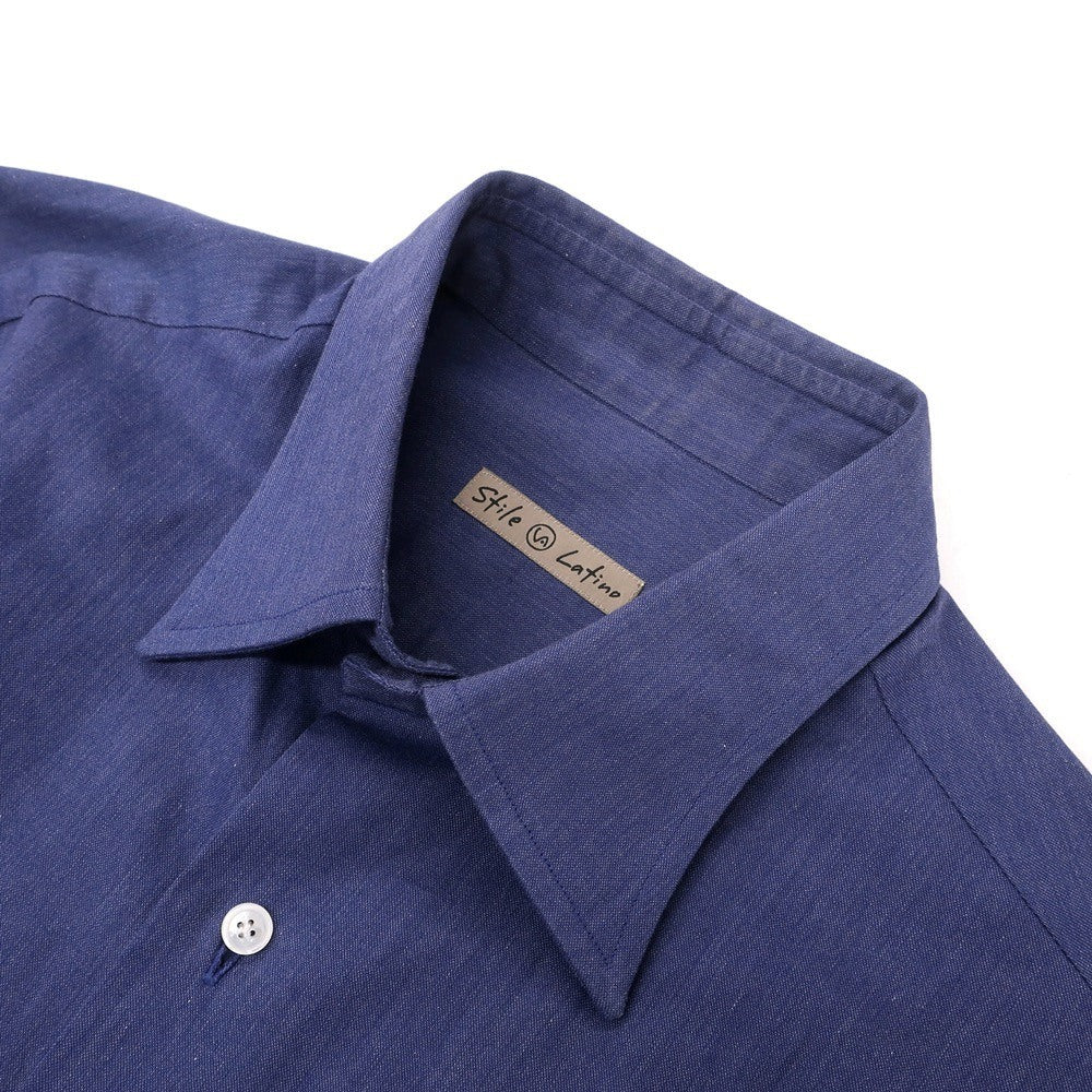 【中古】スティレ ラティーノ STILE LATINO コットン レギュラーカラー カジュアルシャツ パープルブルー【サイズ39】【 状態ランクC 】【 メンズ 】