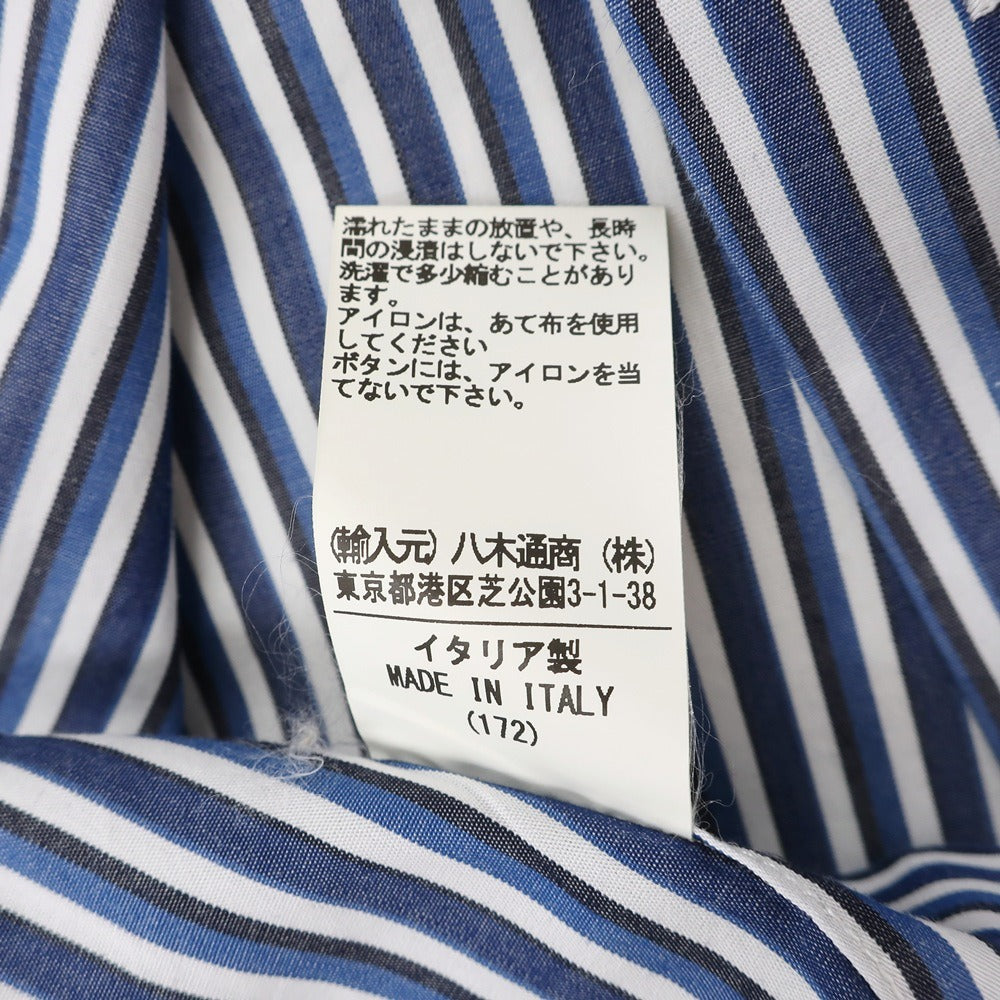 【中古】オリアン ORIAN BEAMS F別注 コットン ストライプ ワイドカラー ドレスシャツ ネイビーxホワイト【サイズ39】【 状態ランクC 】【 メンズ 】