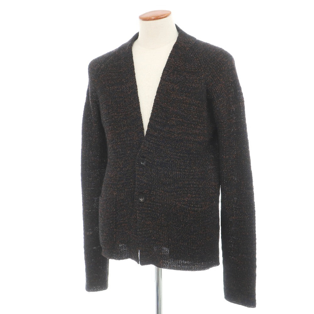 【中古】ロベルトコリーナ ROBERTO COLLINA リネンポリエステルレーヨンコットン カーディガン ブラック系xオレンジ【サイズ48】【 状態ランクB 】【 メンズ 】